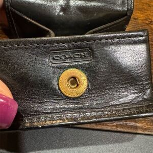 Coach Vintage Brown Leather Origami Coin Pouch Unisex Logo Accents